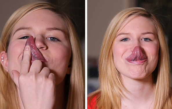 前方高能：真正的“长舌妇” 美少女舌头可以舔到眼睛